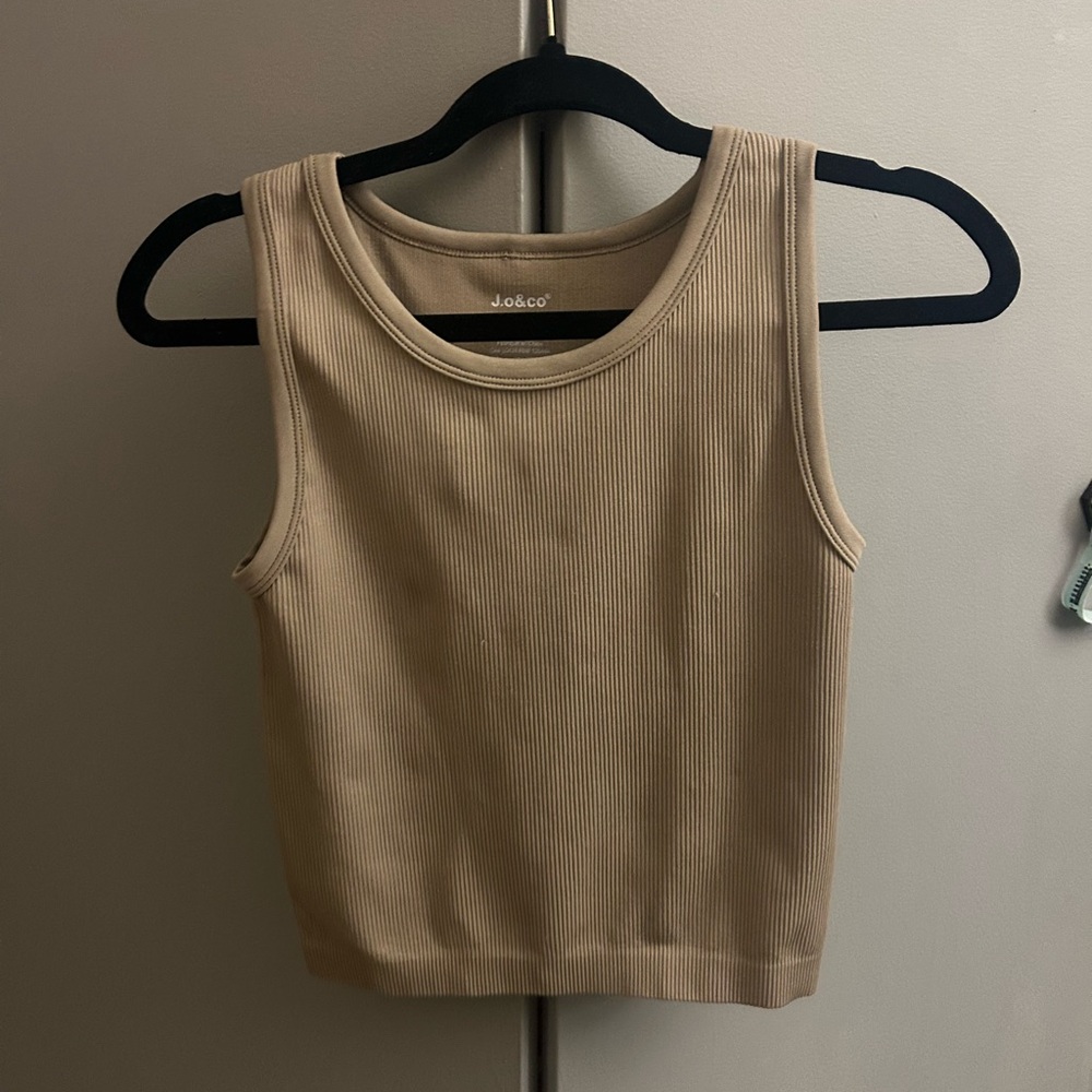 Beige Ribbed Tank Top